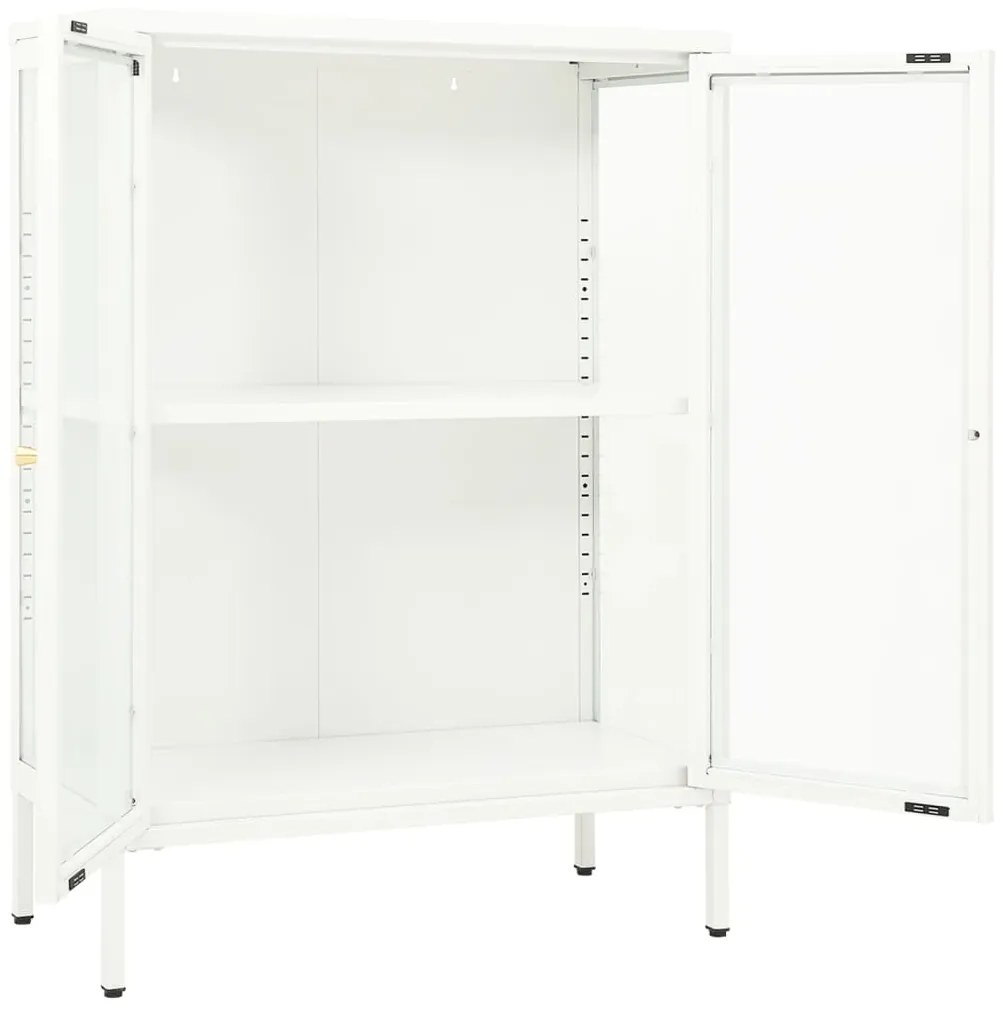 Servanta, alb, 75x35x105 cm, otel si sticla 1, Alb