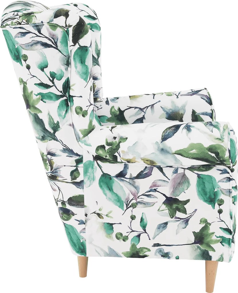 Fotoliu, material textil model frunze verzi, CHARLOT
