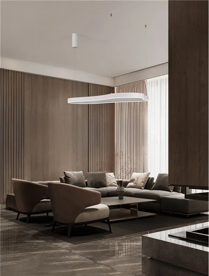 Lustra LED suspendata design modern DUSSA alb, 120x66cm