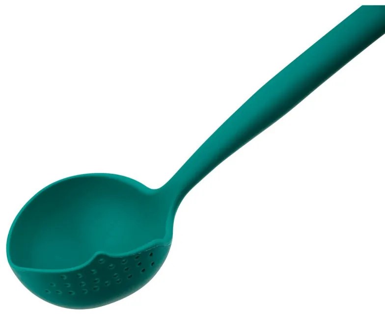 Polonic Tasty 678202, Orificii de scurgere, Maner moale, 30 cm, Silicon, Verde