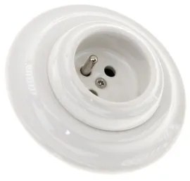 Bohemia-Design - Priză retro din porțelan pentru uz casnic, cu ramă, 250V/16A, albă