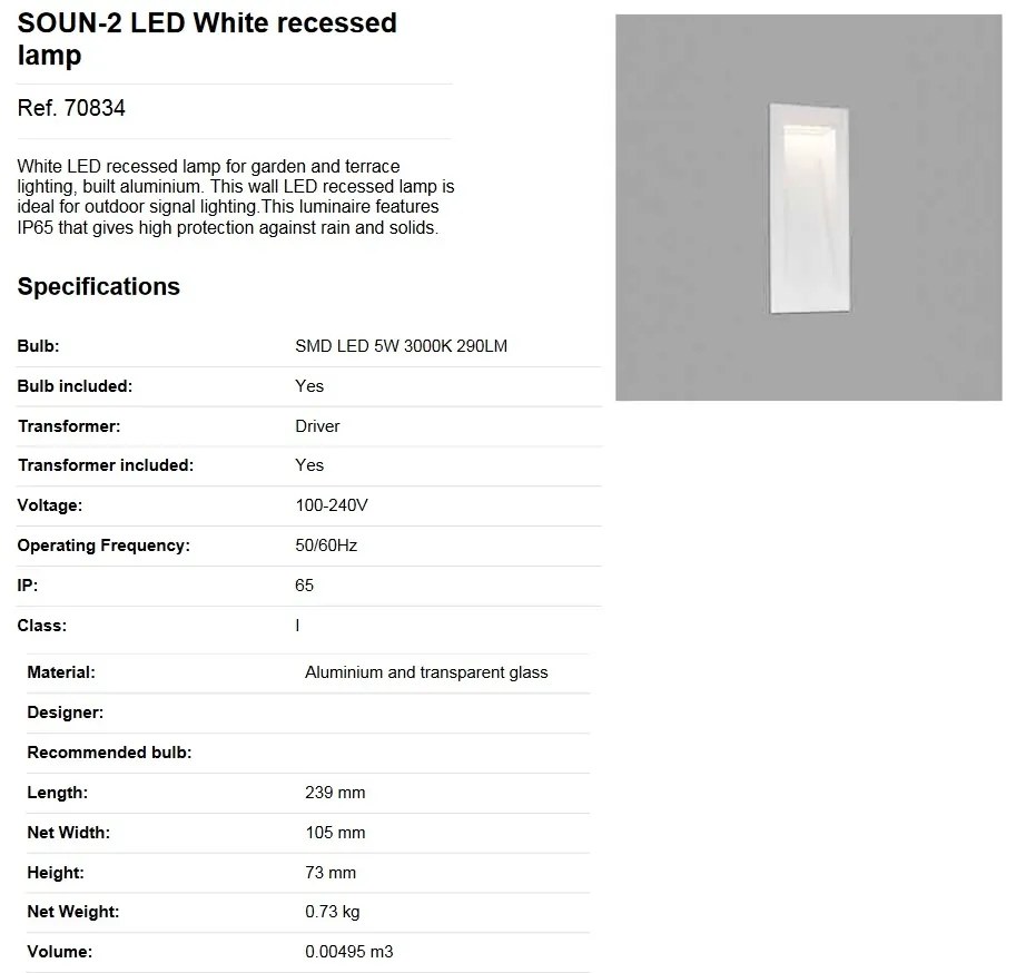 Spot LED incastrabil de exterior SOUN-2 70834