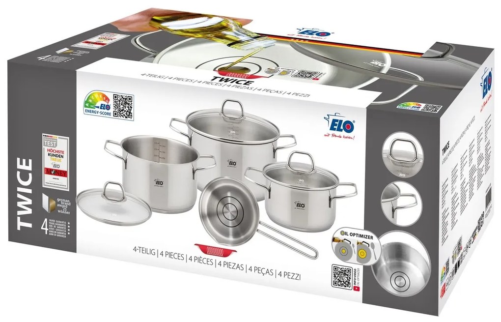 Elo 41410 Set de 4 oale din oțel inoxidabil de două ori