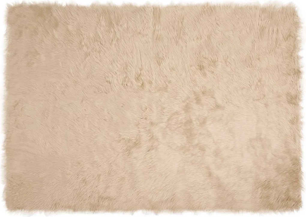 vidaXL Covor din Lână Faux Tafalla Bej 140 x 200 cm Poliester