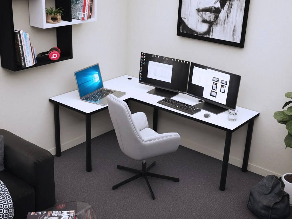 Masă PC de colț gaming Gamer N (Alb + Negru). 1054969