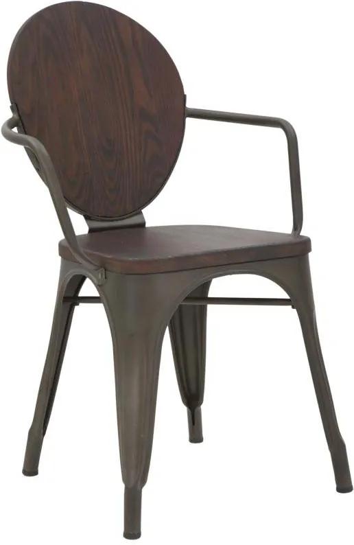 Set 2 scaune living Jeremy, 83x54x51 cm, metal/ lemn de pin, maro/ negru/ gri