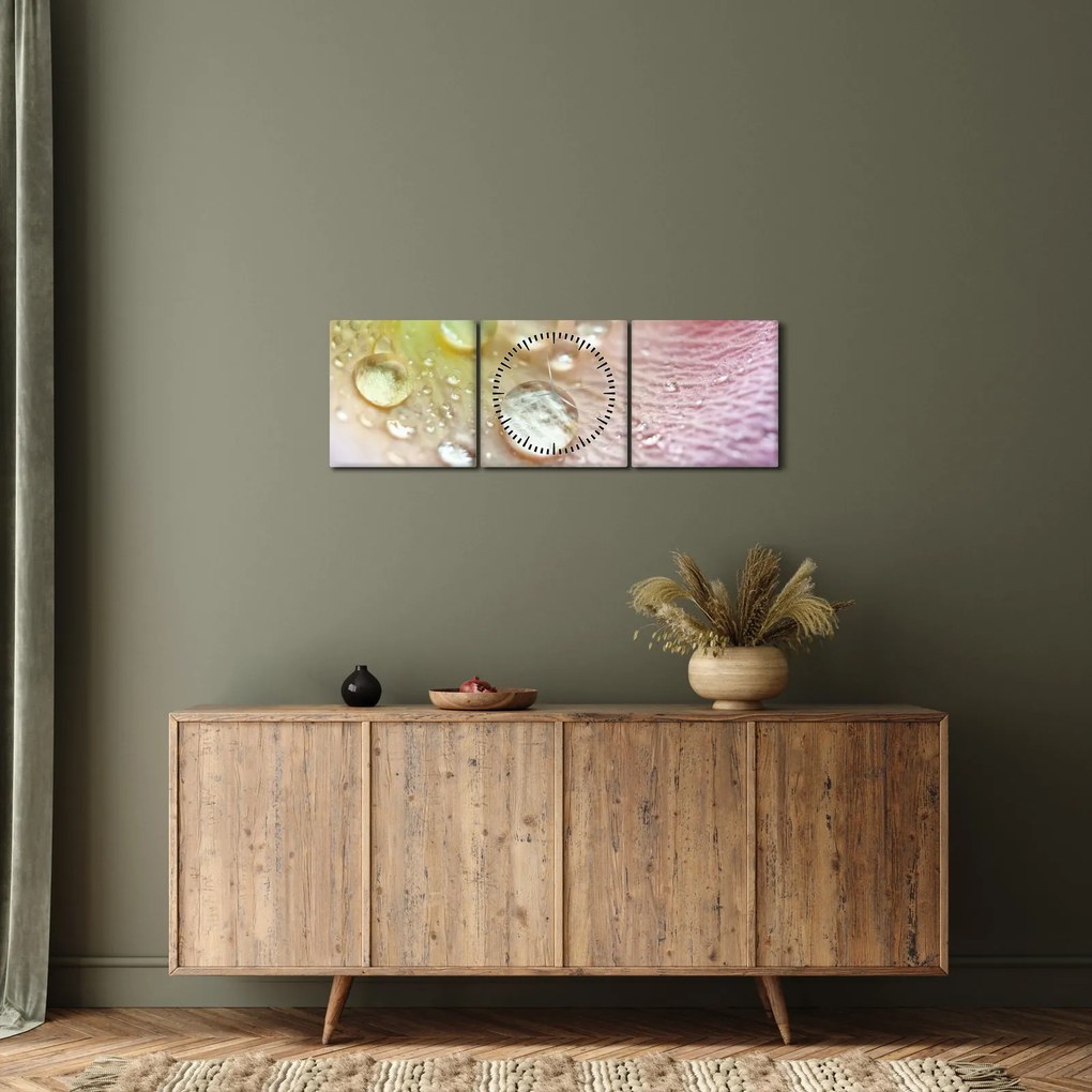Tablou - Picături de rouă (cu ceas) (90x30 cm)