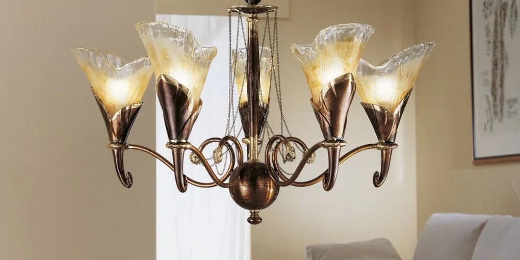 Candelabru 5 brate LUX design clasic realizat manual 316 Creamy