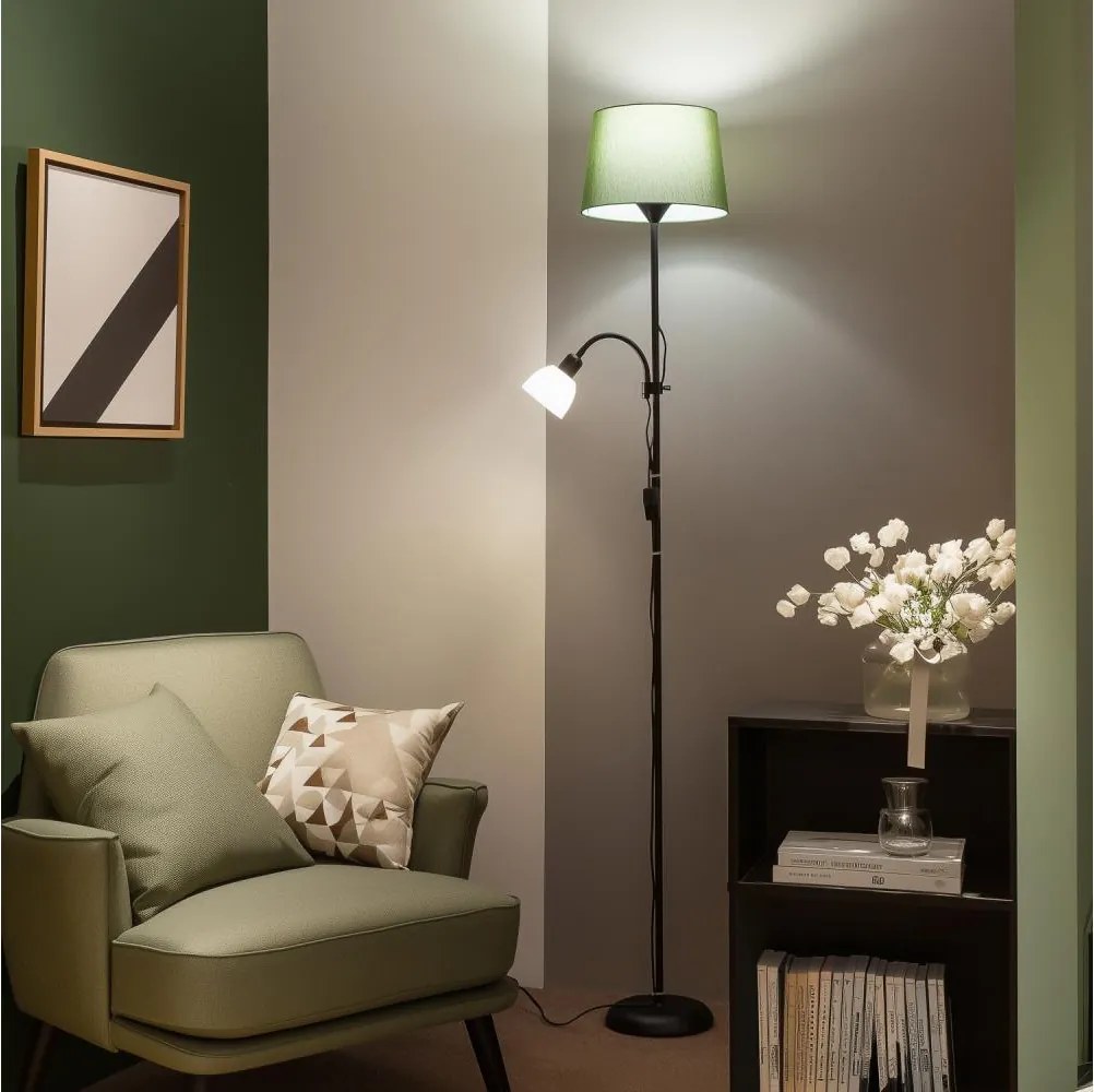 Brilagi - Lampadar CERIA 1xE27/100W/230V + 1xE14/25W negru/verde