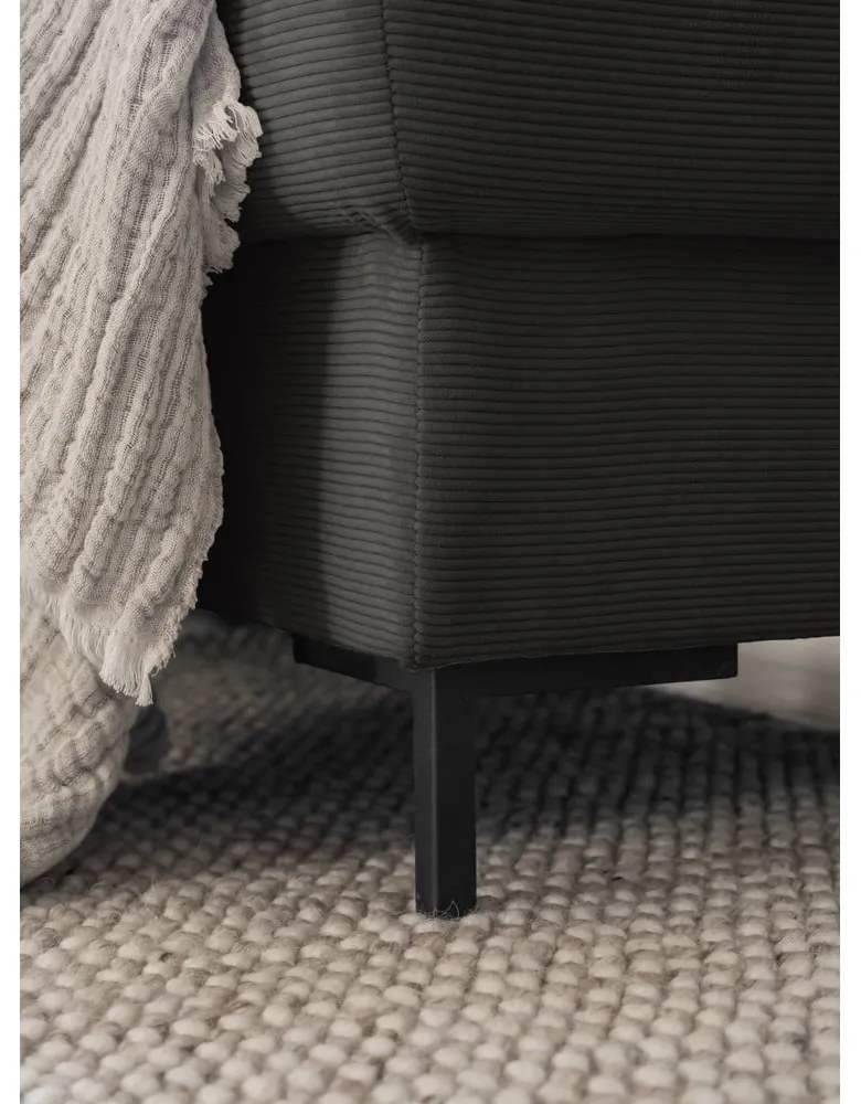 Colțar gri închis extensibil cu tapițerie din catifea reiată (cu colț pe partea stângă ) Lofty Lilly – Miuform