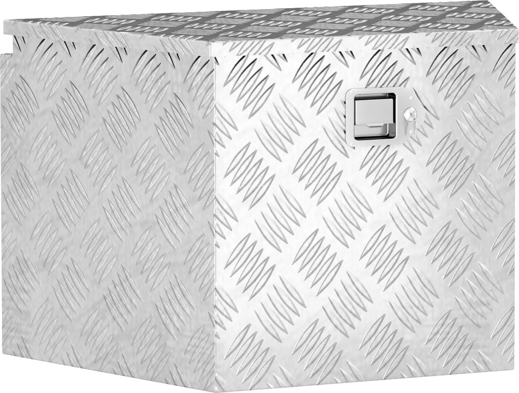 HOMCOM Cutie de scule pentru remorcă cutie de depozitare din aluminiu cu încuietoare formă trapezoidală 73,7 x 41 x 46 cm argintiu | Aosom Romania