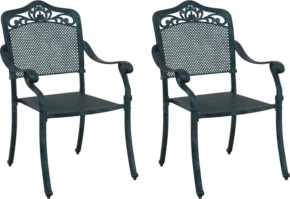 vidaXL Scaun pentru Grădină 2 pcs Verde 64 x 62 x 93cm Aluminiu