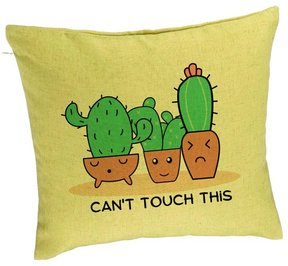 Perna Decorativa, Model Cactus Can&apos;t Touch This, 40x40 cm, Verde, Husa Detasabila, Burduf