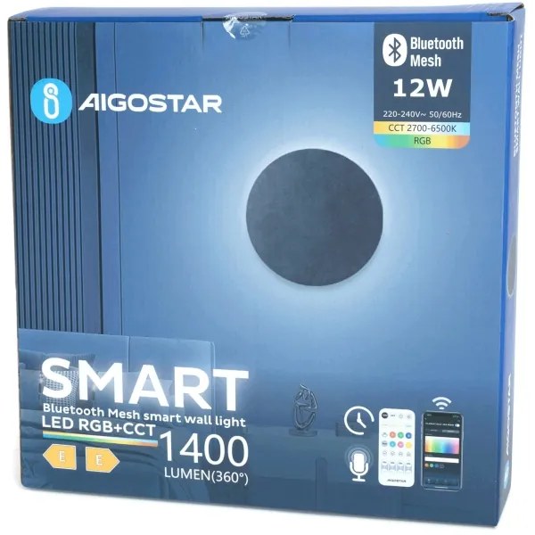 Aplică LED RGBW dimabilă Aigostar MESH Smart LED/12W/230V negru + telecomandă