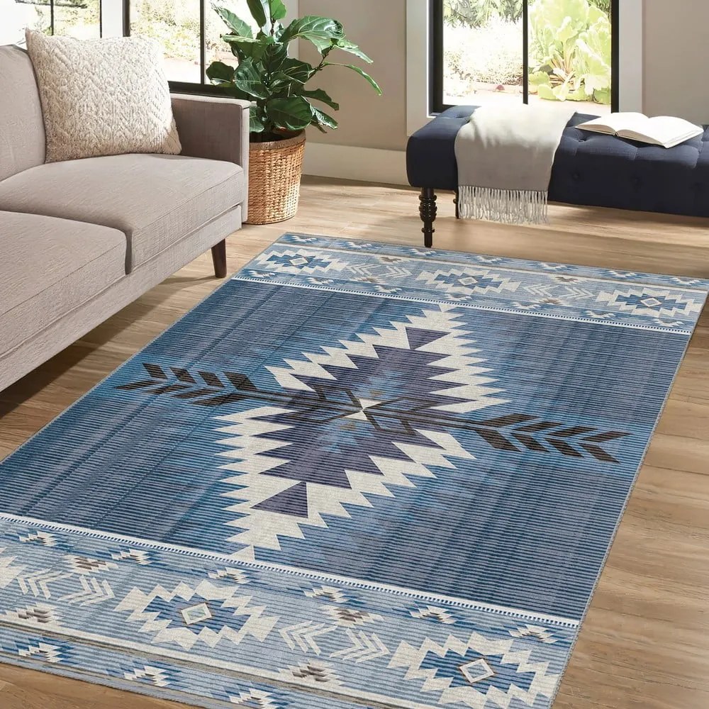 Covor albastru lavabil 160x230 cm Ethnic Geo – Mila Home