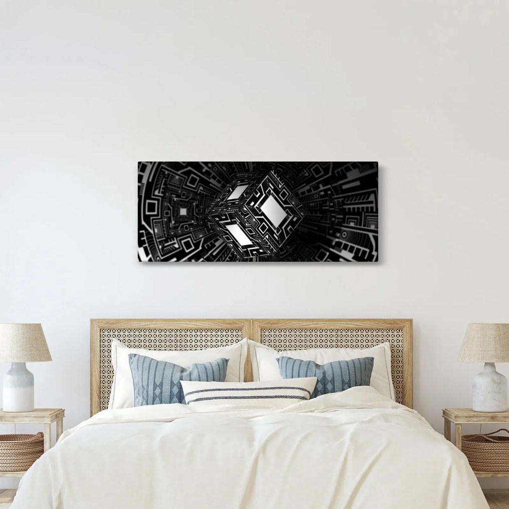 Tablou cu un cub abstract (120x50 cm)