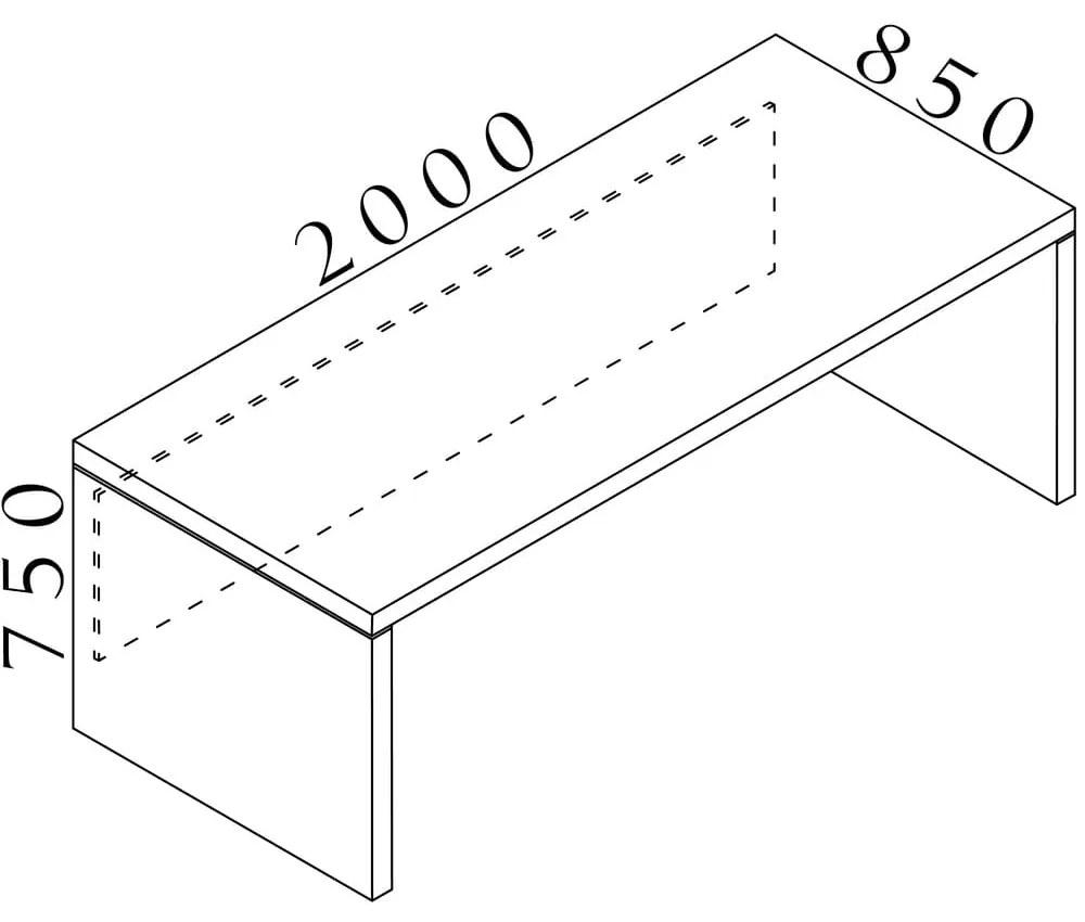 Masa Lineart 200 x 85 cm, ulm deschis