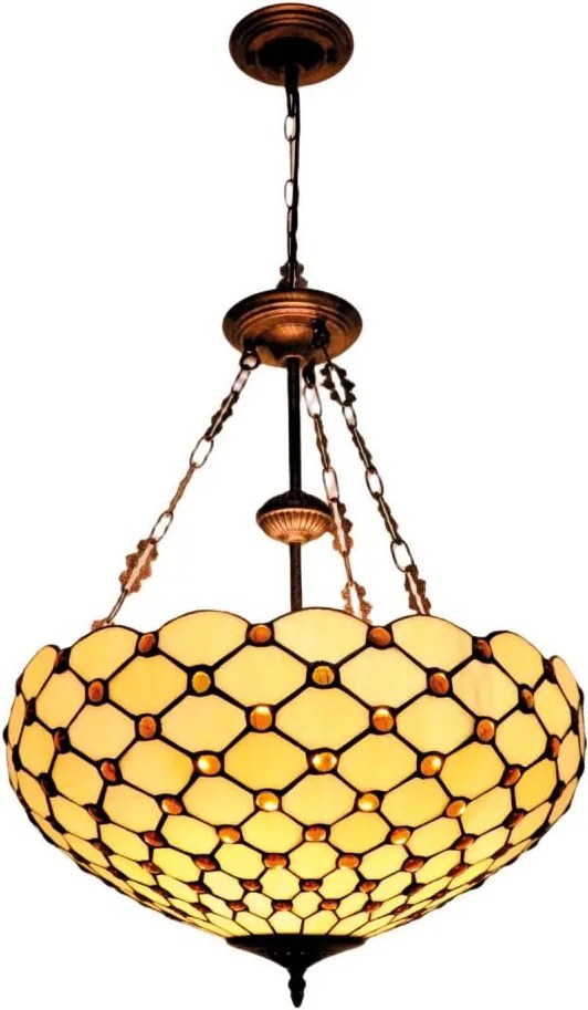 BRILAGI - Tiffany lustru cu vitralii pe lanț IVORY SMOOTH 3xE27/60W/230V pr.50 cm