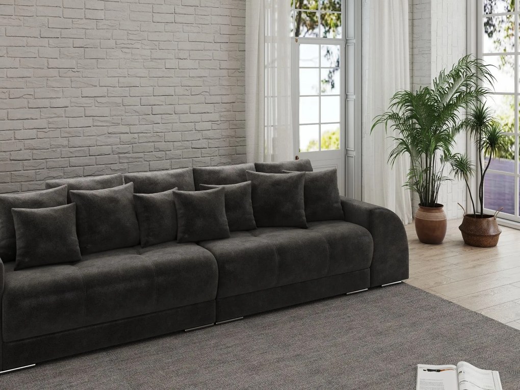 Canapea extensibilă dumonde cu 2 lăzi de depozitare si sezut confortabil din spuma high-density, Verona Madagaskar Black 310x100 cm