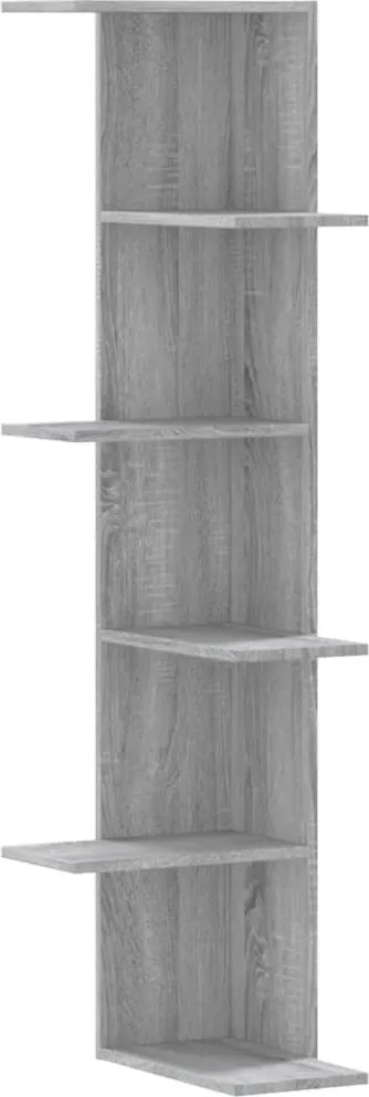 vidaXL Raft colțar perete gri sonoma 36,5x36,5x140cm lemn prelucrat