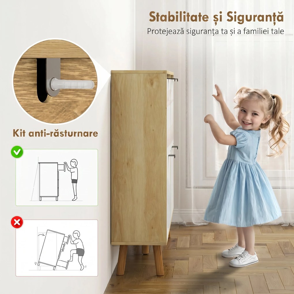 HOMCOM Dulap de pantofi subțire modern cu 4 sertare rabatabile pentru 20 de perechi de pantofi, Alb | Aosom Romania