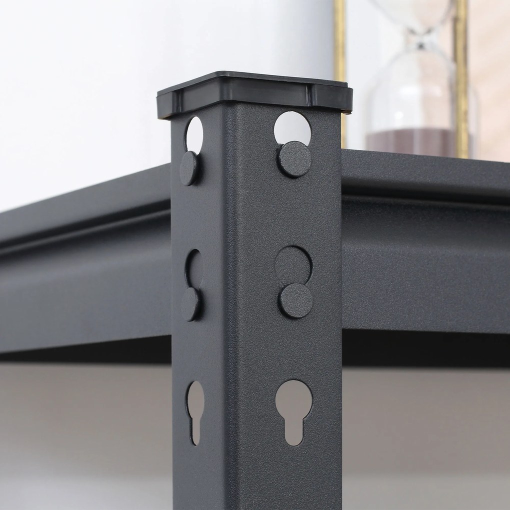 Raft de depozitare cu 5 niveluri, set de 2 din MDF, otel, 70x30x167,5cm negru si maro HOMCOM | Aosom Romania