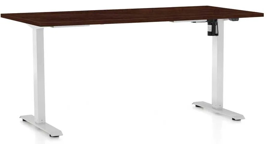 Masă înălțime reglabilă OfficeTech A, 160 x 80 cm, picioare albe, wenge