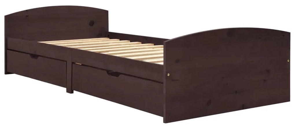 322157 vidaXL Cadru de pat cu 2 sertare, maro închis, 90x200 cm, lemn de pin