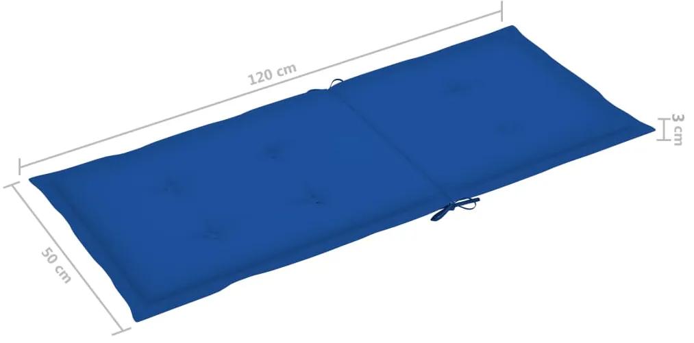 Scaune de gradina rabatabile cu perne, 8 buc., lemn masiv tec 8, Albastru regal