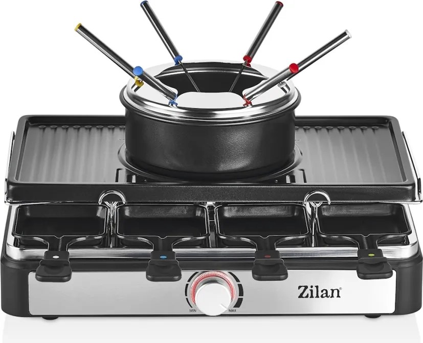 Gratar electric cu fondue Zilan ZLN8856, raclette, putere 1400 W, indicator luminos