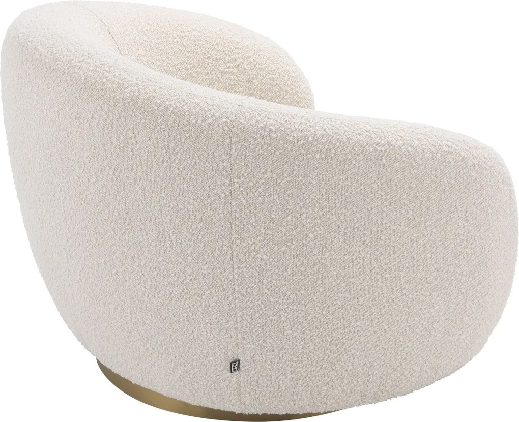 Fotoliu pivotant design elegant LUX Brice, bouclé cream 114429 HZ
