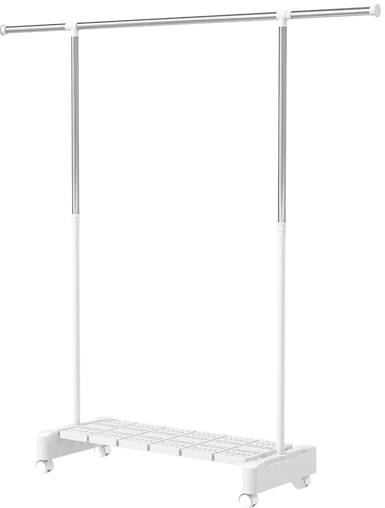 HOMCOM Uscător Vertical Extensibil cu Roți și Raft pentru Încălțăminte Alb | Aosom Romania