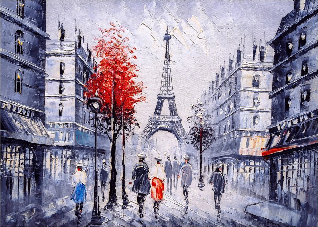 Tablou - Străzi din Paris, pictură în ulei (70x50 cm)
