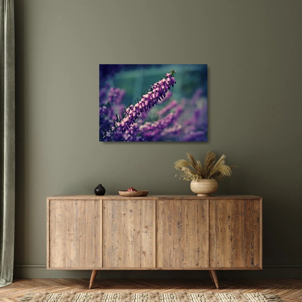 Tablou pe sticlă cu floare violetă (70x50 cm)