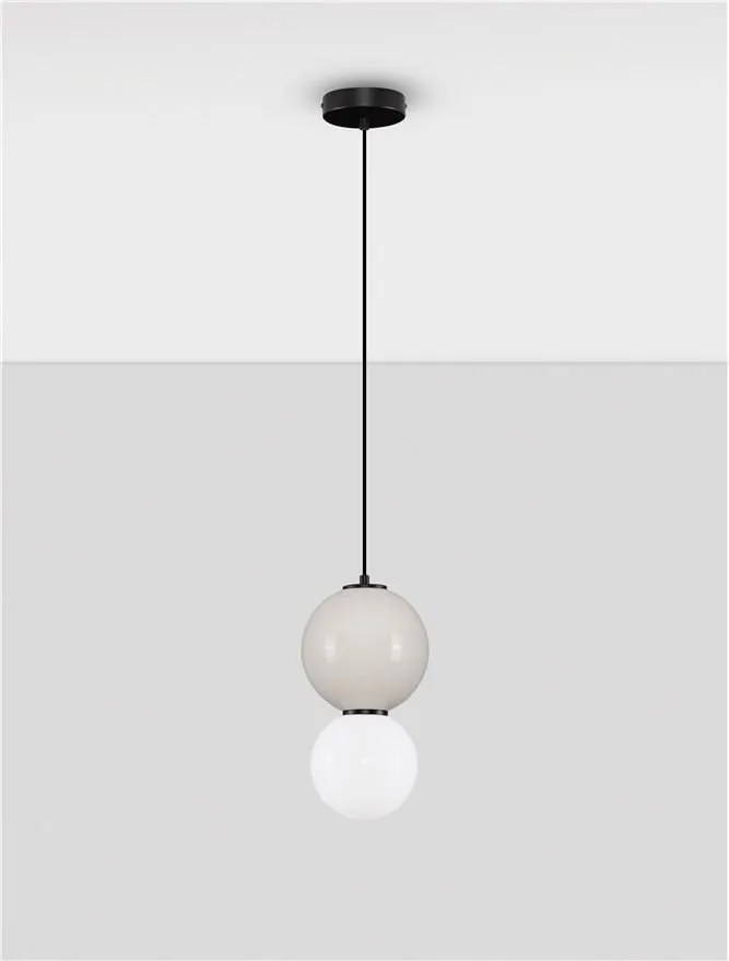 Pendul LED decorativ portelan gri deschis, sticla alb, NOESIS