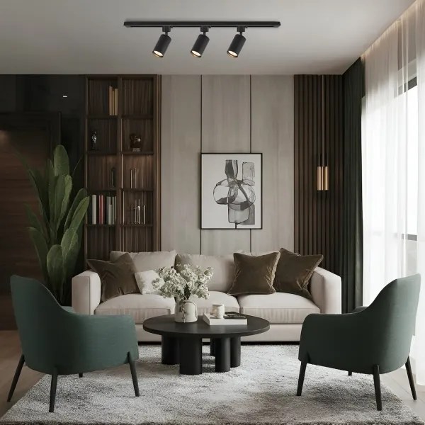 Spot pe șină TIGER, 3x GU10, 10W, 230V, negru