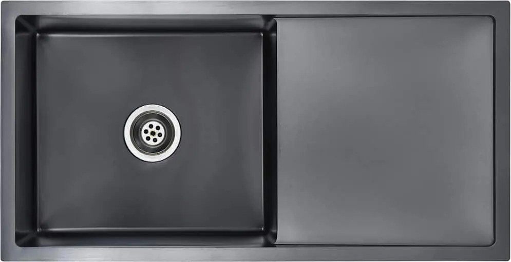 vidaXL Chiuvetă de bucătărie lucrată manual, negru, oțel inoxidabil