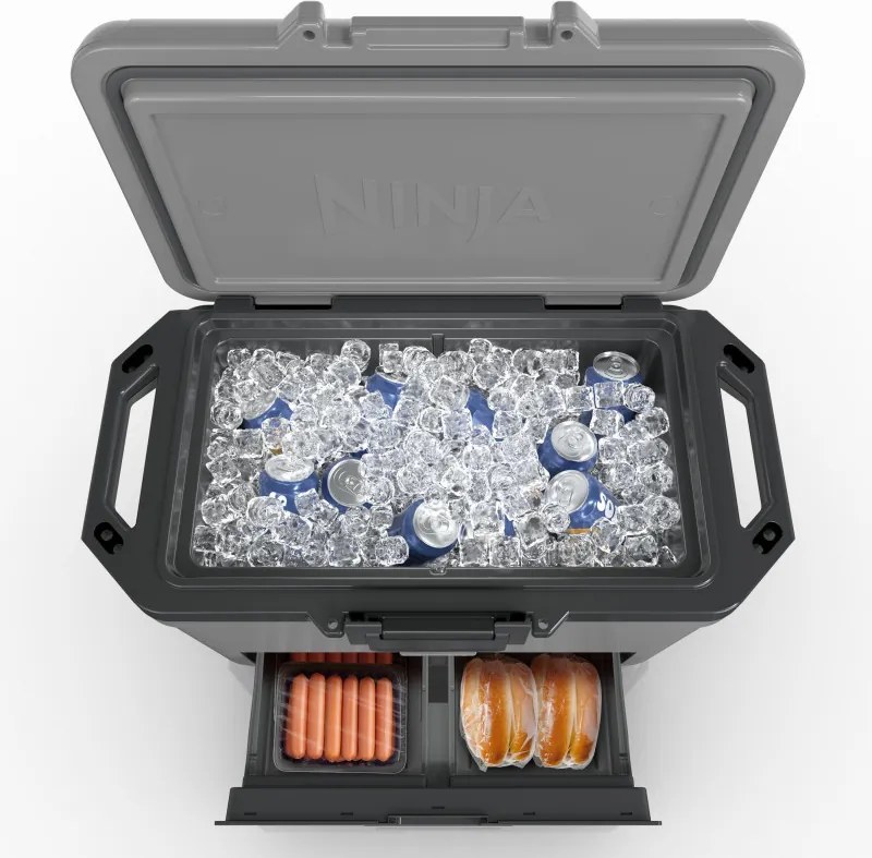 Lada frigorifica Ninja FrostVault FB151EUGY, 47 l, Pasiva, 80 doze, Pastreaza gheata pana la 6 zile, Compartiment uscat, Gri