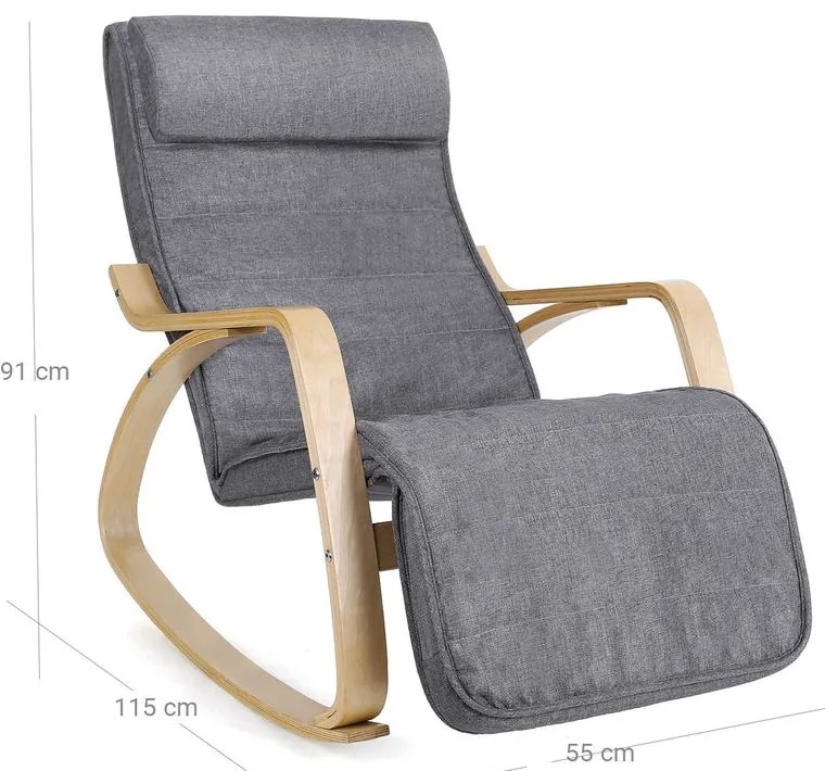 Scaun balansoar SWING, capacitate max. 150kg, 67x115x91cm, gri SongmicsHome