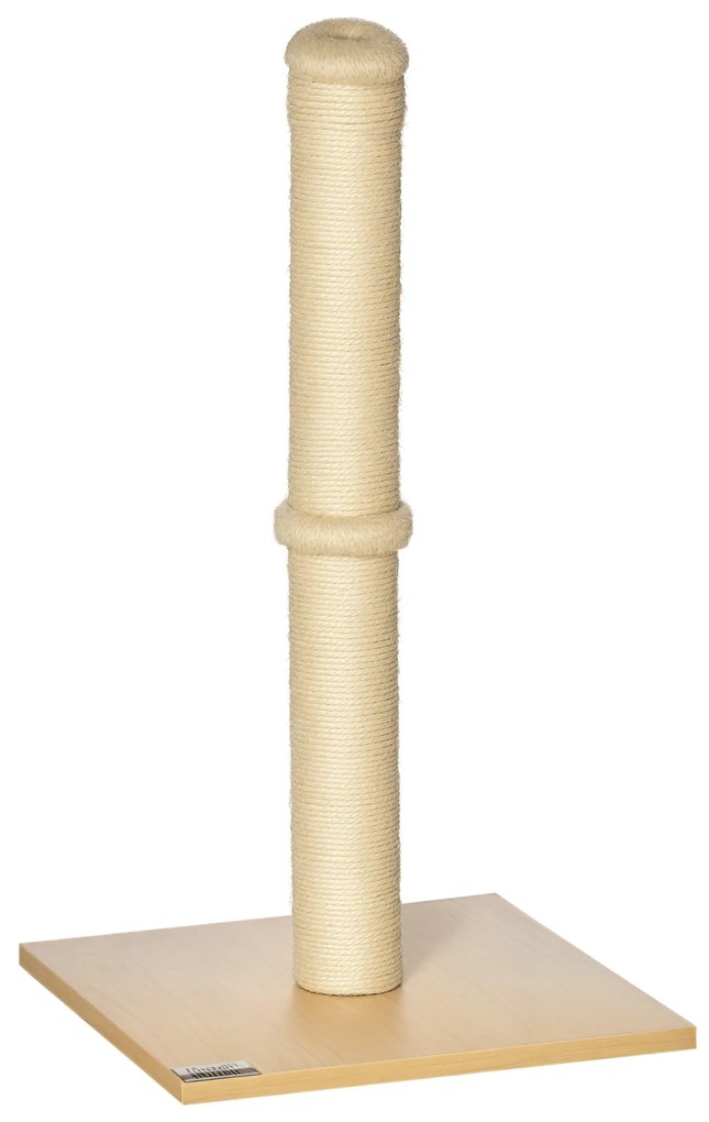 PawHut Stâlp de Zgâriat pentru Pisici cu Bază din PAL, 34x34x60 cm, Bej | Aosom Romania
