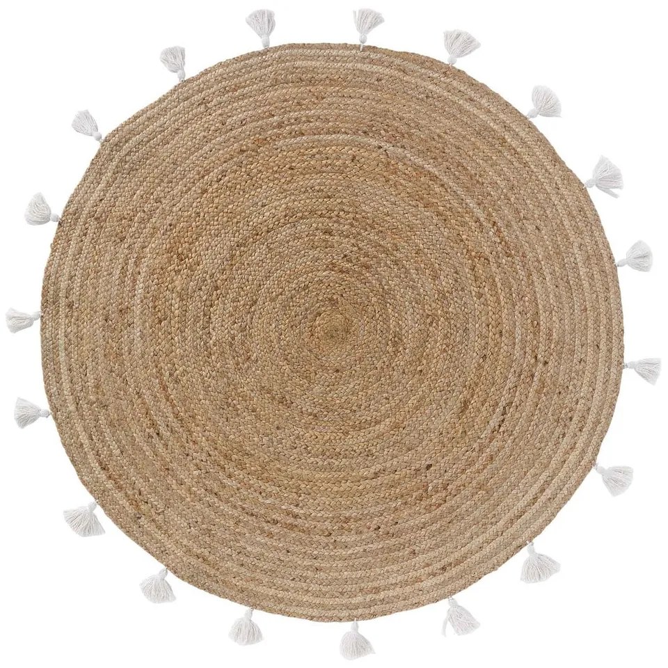 Covor alb-natural rotund ø 120 cm Shira – douceur d'intérieur