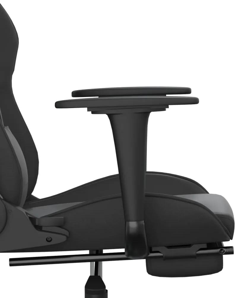 Scaun de gaming cu suport picioare, negru, piele ecologica 1, Negru, Cu suport de picioare