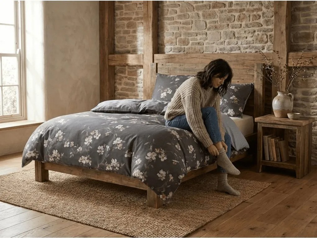 Lenjerie de pat din microfibra flanel BLOSSOM gri Dimensiune lenjerie de pat: 70 x 90 cm | 140 x 200 cm