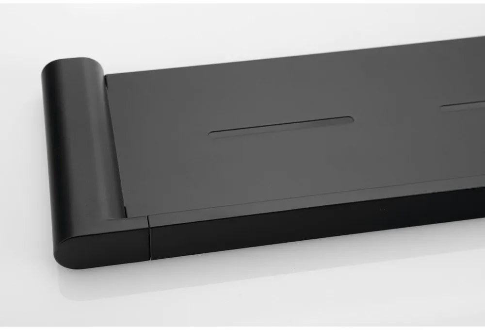 Raft pentru baie negru mat de montat pe perete din alamă Flori – Sapho