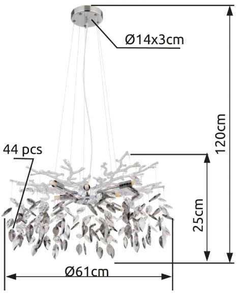 Lustră pe cablu Globo 64133-8 DANNA 8xG9/8W/230V
