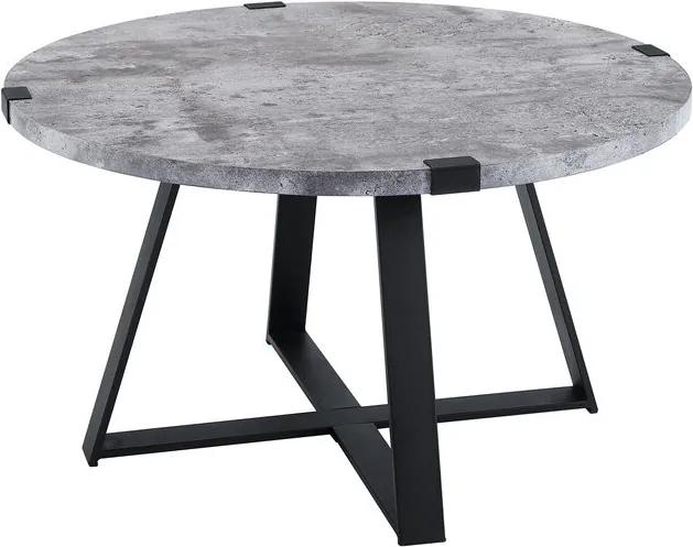 Masa de cafea Bowden, lemn/ metal, gri ciment/ negru, 43 x 79 x 79 cm