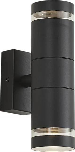 Lampă de perete modernă de exterior neagră cu 2 lumini IP44 - Dubbla