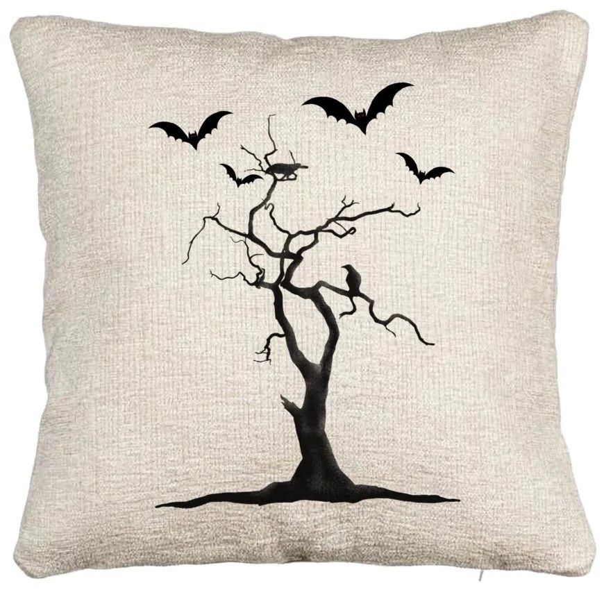 Perna Decorativa Canapea cu motiv de Halloween 3, 40x40 cm, Cu fermoar