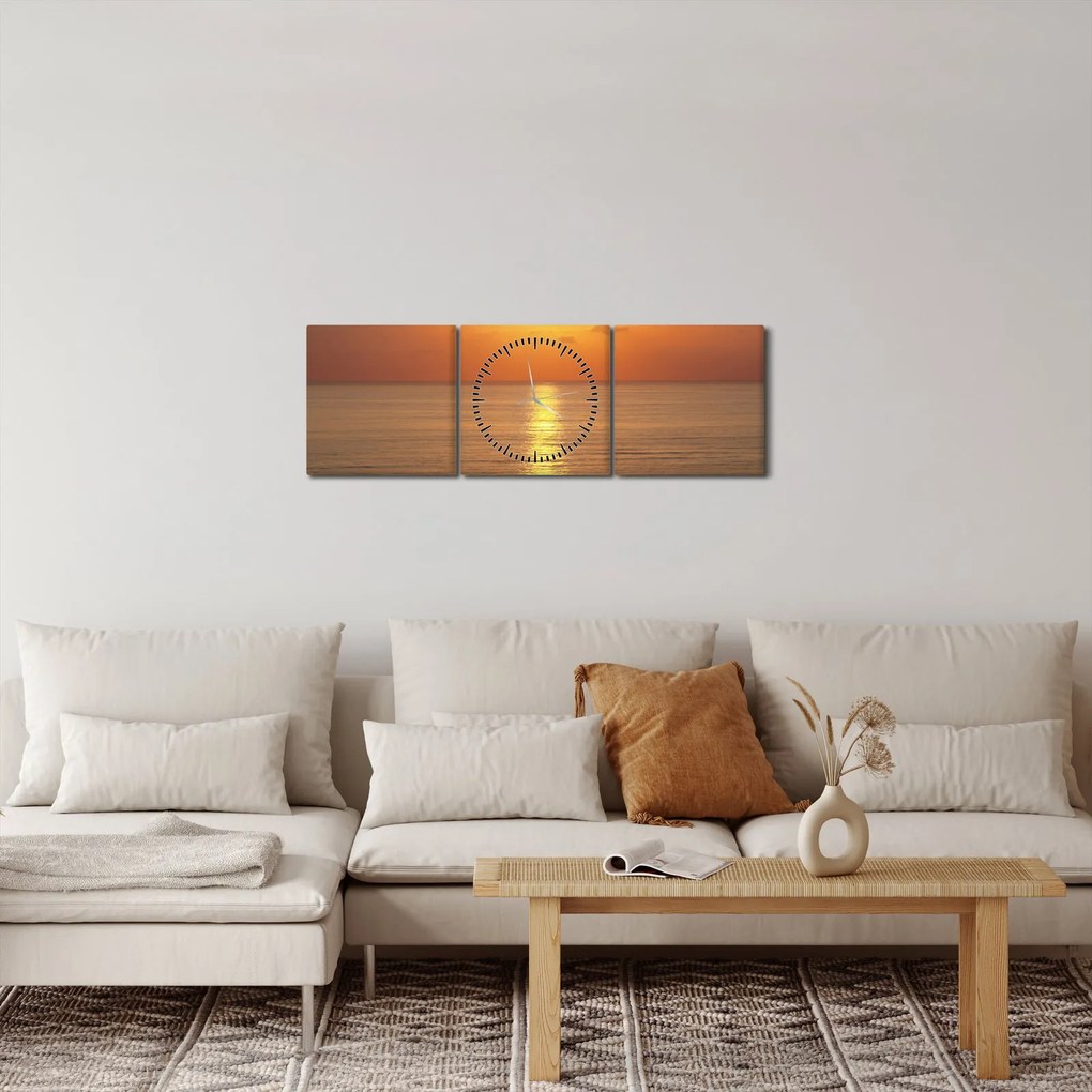 Tablou - Apus de soare peste ocean (cu ceas) (90x30 cm)