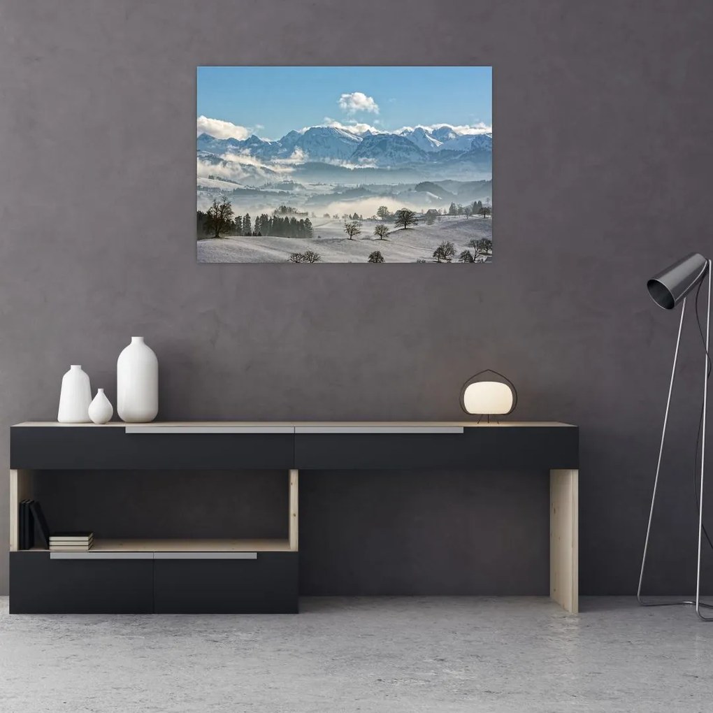 Tablou cu munții înzăpeziți (90x60 cm)
